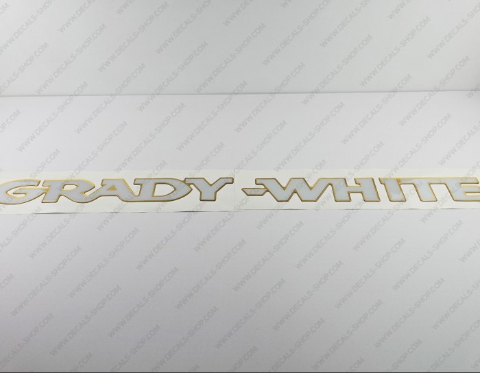 Grady White Boat Logo Gold/White Raised Domed 3D Decal 41.5" x 2.9" 1pcs.